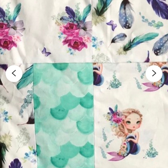 Mermaid Boho Patchwork Handmade Infant Minky Baby Blanket Quilt 40"x46" - Picture 2 of 4